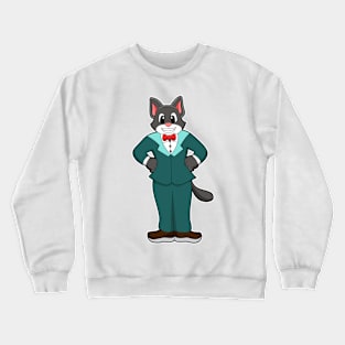 Cat as Groom with Suit & Ribbon Crewneck Sweatshirt